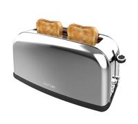 Cecotec Tostadora Pan Ranura Ancha y Larga Toastin' Time 1100 Inox Long Lite Plus. 850W, 2 Tostadas, Ranura 3,8 cm, 7 Niveles de Tostado, Apagado Automático, Acabados en Acero Inoxidable