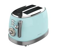 Cecotec Tostadora Toast&Taste 800 Vintage Light Blue. 850 W, Doble Ranura Corta Extra anchas de 3,8 cm, 2 Tostadas, Acabados en Acero Inoxidable, Estilo Vintage, 3 Funciones, Azul