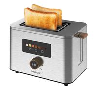 Cecotec Tostadora Vertical 2 Ranuras Cortas Touch&Toast Double, 950 W, 2 Rebanas de Pan, Ranuras Extra Anchas de 3.8 cm, Pantalla Táctil y Perilla Digital, Acabados en Acero Inoxidable