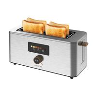 Cecotec Tostadora Vertical 2 Ranuras Largas Touch&Toast Extra Double. 1500 W, 4 Rebanas de Pan, Ranuras Extra Anchas 3,5 cm, Pantalla Táctil y Perilla Digital, Acabados en Acero Inoxidable
