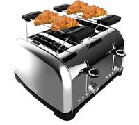 Cecotec Tostadora Vertical 4 Ranuras Cortas Toastin' time 1700 Double Inox. 1700 W, 4 Rebanadas de Pan, Ranura Ancha 3,8 cm, 2 Soportes para Panecillos y Bandeja Recogemigas, Acero Inoxidable