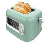 Cecotec Tostadora Vertical con 2 Ranuras Anchas y Ventana Control RetroVision Green. 700W, Diseño Retro, Cubierta Antipolvo, Apagado y Pop-up Automático, 5 Niveles de Potencia, Verde