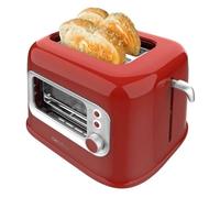Cecotec Tostadora Vertical con 2 Ranuras Anchas y Ventana Control RetroVision Red. 700W, Diseño Retro, Cubierta Antipolvo, Apagado y Pop-up Automático, 5 Niveles de Potencia, Rojo