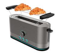 Cecotec Tostadora Vertical de Acero con Ranura Larga Shine&Toast Extra. 1050W, Capacidad para 2 Tostadas, Ranura Ancha de 3,8cm, Anillo Luminoso, 7 Niveles de Tostado, Varillas Superiores