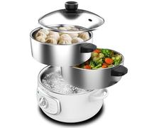 Vaporera Vapovita SteelPot (3 recipientes) 1300W (Blanco/Acero inoxidable) - CECOTEC