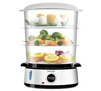 Cecotec Vaporera eléctrica Vapovita 3000 Inox – 3 recipientes, temporizador 60 min, 800 W, Gris
