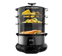 Cecotec Vaporera Eléctrica VapoVita 3000 Pro. Cocina al Vapor y Conserva Nutrientes y Vitaminas. 1000W, Digital, Incluye 3 Recipientes, Cuenco para arroz 1L, Piezas no Eléctricas Aptas Lavavajillas