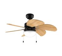 Cecotec Ventilador de Techo 50W EnergySilence Aero 360 Black&Wood | 92cm, Lámpara Integrada, Bombilla No Incluida, 3 Velocidades, 6 Aspas Reversibles, Interruptor de Cadena, Verano/Invierno