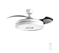Cecotec Ventilador de Techo con Aspas Retráctiles, Luz LED y Altavoz Energysilence Aero 4360 Invisible Sound. 35W, Altavoz Bluetooth, 6 Velocidades, Mando Distancia, Temporizador, LED, Diseño Elegante
