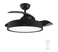 Cecotec Ventilador de Techo con Aspas Retráctites y Lámpara EnergySilence Aero 4280 Invisible Black. 40 W, Diámetro 42" (106cm), Temporizador, 3 Tonos de Luz, Función Verano-Invierno