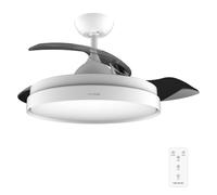 Cecotec Ventilador de Techo con Aspas Retráctites y Lámpara EnergySilence Aero 4280 Invisible White. 40 W, Diámetro 42" (106cm), Temporizador, 3 Tonos de Luz, Función Verano-Invierno