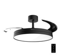 Cecotec Ventilador de Techo con Luz con Aspas Retráctiles EnergySilence Aero 2440 Invisible Pure Black. 30W, Motor DC, Mando a Distancia, Temporizador 6h, 6 Velocidades, Función Winter-Summer