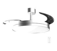 Cecotec Ventilador de Techo con Luz con Aspas Retráctiles EnergySilence Aero 2440 Invisible Pure Steel. 30W, Motor DC, Mando a Distancia, Temporizador 6h, 6 Velocidades, Función Winter-Summer