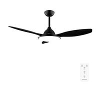 Cecotec Ventilador de Techo con Luz EnergySilence 4800 Light Black. 36 W, Motor DC, Diámetro 48”, Luz LED de 36W, Mando a distancia, Temporizador, 6 Velocidades y 3 Aspas