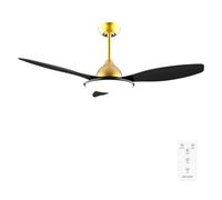 Cecotec Ventilador de Techo con Luz EnergySilence 4800 Light GoldBlack. 36 W, Motor DC, Diámetro 48”, Luz LED de 36W, Mando a distancia, Temporizador, 6 Velocidades y 3 Aspas