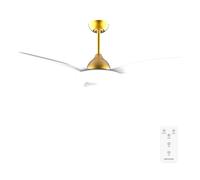 Cecotec Ventilador de Techo con Luz EnergySilence 4800 Light GoldWhite. 36 W, Motor DC, Diámetro 48”, Luz LED de 36W, Mando a distancia, Temporizador, 6 Velocidades y 3 Aspas