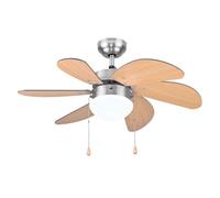 Cecotec Ventilador de Techo con Luz EnergySilence Aero 350. 50 W, Bajo consumo, 81 cm de Diámetro, 6 Aspas Reversibles, 3 Velocidades, Función Invierno, Acabado en blanco/madera