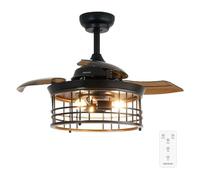 Cecotec Ventilador de Techo con Luz EnergySilence Aero 3600 Invisible Metallic Style. DC 25W, Luz Bombilla No Incluida, 3 aspas Retráctiles, 36", Mando, 3 velocidades, Temporizador, Invierno/Verano