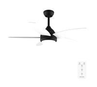 Cecotec Ventilador de Techo con Luz EnergySilence Aero 4200 Black&LightWood. 53W, Diámetro 42”, Luz LED de 15W en 3 Tonos, Mando a distancia, Temporizador seleccionable, 3 Velocidades y 5 Aspas
