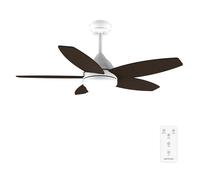 Cecotec Ventilador de Techo con Luz EnergySilence Aero 4200 White&DarkWood. 53W, Diámetro 42”, Luz LED de 15W en 3 Tonos, Mando a distancia, Temporizador seleccionable, 3 Velocidades y 5 Aspas