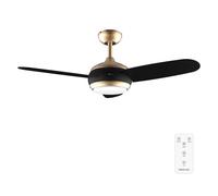 Cecotec Ventilador de Techo con Luz EnergySilence Aero 4265 GoldBlack. 65 W, Diámetro 42” con luz LED de 18W, Mando a distancia, Temporizador programable, 3 Velocidades, 3 Aspas