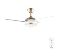 Cecotec Ventilador de Techo con Luz EnergySilence Aero 4265 GoldWhite. 65 W, Diámetro 42” con luz LED de 18W, Mando a distancia, Temporizador programable, 3 Velocidades, 3 Aspas