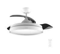 Cecotec Ventilador de Techo con Luz Energysilence Aero 4300 Invisible White. 35W, 6 Velocidades, Aspas Retráctiles, Mando a Distancia, Temporizador, Luz Led Integrada, Intensidad Lumínica Regulable