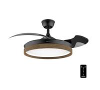 Cecotec Ventilador de Techo con Luz Energysilence Aero 4320 Invisible Wood&Black. 35W, 6 Velocidades, Aspas Retráctiles, Mando A Distancia, Temporizador, Luz Integrada, Intensidad Lumínica Regulable