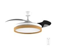 Cecotec Ventilador de Techo con Luz Energysilence Aero 4320 Invisible Wood&White. 35W, 6 Velocidades, Aspas Retráctiles, Mando a Distancia, Temporizador, LED Integrada, Intensidad Lumínica Regulable