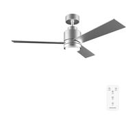 Cecotec Ventilador de Techo con Luz EnergySilence Aero 4850 Style Steel. 30 W, Diámetro 48" con 3 Aspas, Mando a Distancia, Motor DC, 6 Velocidades, Modo Winter-Summer y Natural Breeze