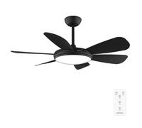 Cecotec Ventilador de Techo con Luz EnergySilence Aero 5200 Black Pro 36 W con motor DC y 52 pulgadas, luz LED, mando a distancia, temporizador, 6 aspas y modo winter-summer
