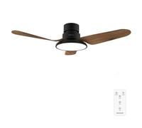 Cecotec Ventilador de Techo con Luz EnergySilence Aero 5200 Light DarkWood motor DC de 30W, 43", luz LED de 24W, 3 tonalidades, 3 aspas, temporizador programable, modo winter/summer, 6 velocidades