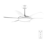 Cecotec Ventilador de Techo con Luz EnergySilence Aero 5200 White Pro. 36W, Motor DC, 6 Aspas, Diámetro 52 Pulgadas, Luz LED, Mando a Distancia, Temporizador y Modo Verano-Invierno