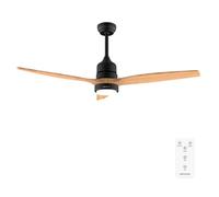 Cecotec Ventilador de Techo con Luz EnergySilence Aero 5275 Black&LightWood. 40 W y 52" con motor DC, Mando a distancia, Luz LED doble altura, temporizador, Modo Winter-summer