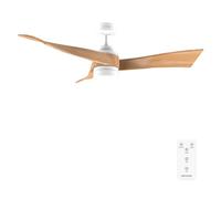 Cecotec Ventilador de Techo con Luz EnergySilence Aero 5280 LightWood. 40W, Diámetro 52", Motor DC, Mando a distancia, Luz LED de 18W, Temporizador programable, Modo winter-summer