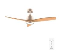 Cecotec Ventilador de Techo con Luz EnergySilence Aero 5295 GoldWhite 35W con motor DC y 52” con luz LED de 18W, mando a distancia, temporizador y 6 velocidades