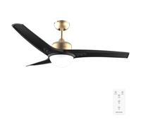 Cecotec Ventilador de Techo con Luz EnergySilence Aero 560 GoldBlack. 60W, Diámetro 52”, 3 Aspas, Luz LED de 18W, Mando, Temporizador programable, 3 Velocidades, Modo winter/summer