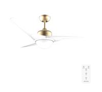 Cecotec Ventilador de Techo con Luz EnergySilence Aero 560 GoldWhite. 60W, Diámetro 52”, luz LED de 18W, Mando a distancia, Temporizador programable, 3 Velocidades y 3 Aspas. Modo winter/summer