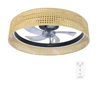 Cecotec Ventilador de Techo con Luz EnergySilence LampAero 600 Beige Design. Motor DC 20W, luz LED, con 5 aspas de 17 pulgadas, Control remoto, 6 Velocidades, Temporizador, modo winter/summer