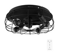 Cecotec Ventilador de Techo con Luz EnergySilence LampAero 600 Iron Design. 20W, Motor DC, Lámpara, 5 Aspas de 11", Control remoto, 3 Velocidades, 3 Tonos de luz, Temporizador, Modo winter/summer