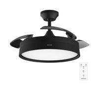 Cecotec Ventilador de Techo con Luz y Aspas Retráctiles EnergySilence Aero 4200 Invisible Black. 30W, Motor DC, Diámetro 42", Temporizador, 6 Velocidades, Mando a Distancia y Modo Winter-Summer