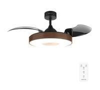 Cecotec Ventilador de Techo con Luz y Aspas Retráctiles EnergySilence Aero 4280 Invisible DarkWood. Motor DC de 65W y 42", Luz LED, Temporizador, Mando a distancia y Modo Winter-Summer