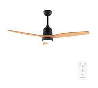 Cecotec Ventilador de Techo con Luz y Mando a Distancia de 52" EnergySilence Aero 5230 Black&LightWood. Motor DC 40W, 3 Aspas, LED, Altura Ajustable, Temporizador, 6 Velocidades, Modo Winter/Summer