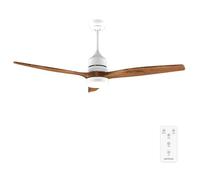 Cecotec Ventilador de Techo con Luz y Mando a Distancia de 52" EnergySilence Aero 5230 White&BlackWood. Motor DC 40W, 3 Aspas, LED, Altura Ajustable, Temporizador, 6 Velocidades, Modo Winter/Summer
