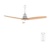 Cecotec Ventilador de Techo con Luz y Mando a Distancia de 52" EnergySilence Aero 5230 WhiteWood. Motor DC 40W, 3 Aspas, Luz LED, Altura Ajustable, Temporizador, 6 Velocidades, Modo Winter/Summer
