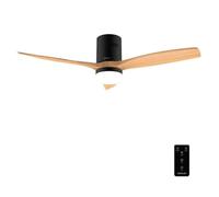 Cecotec Ventilador de Techo con Luz y Mando a Distancia de 52" EnergySilence Aero 5600 Classic Black&LightWood. Motor DC 40W, 3 Aspas, Luz LED, Temporizador, 6 Velocidades, Modo Winter/Summer