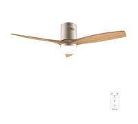 Cecotec Ventilador de Techo con Luz y Mando a Distancia de 52" EnergySilence Aero 5600 Classic Gold&LightWood. Motor DC 40W, 3 Aspas, Luz LED, Temporizador, 6 Velocidades, Modo Winter/Summer