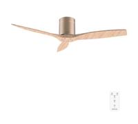 Cecotec Ventilador de Techo con Mando a Distancia de 52" EnergySilence Aero 5400 Classic Gold&LightWood. Motor DC 40W, 3 Aspas, 6 Velocidades, Temporizador hasta 8h, Modo Winter/Summer