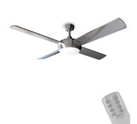 Cecotec Ventilador de Techo con Mando a Distancia, Temporizador y Luz LED EnergySilence Aero 570. 60 W, 132 cm de Diámetro, 4 Aspas, 3 Velocidades, Función invierno, Diseño en Acero