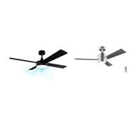 Cecotec Ventilador de Techo con Mando a Distancia, Temporizador y Luz LED Ventilador & Ventilador de Techo con Luz EnergySilence Aero 4850 Style Steel. 30 W, Diámetro 48" con 3 As